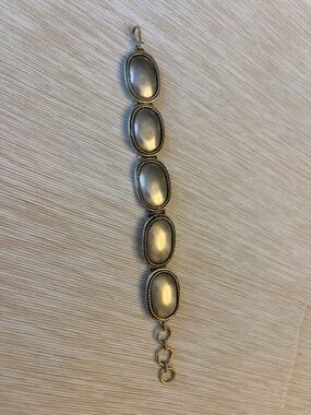 Artisnal L-XL silver-tone hand-made bracelet, vintage 90s.